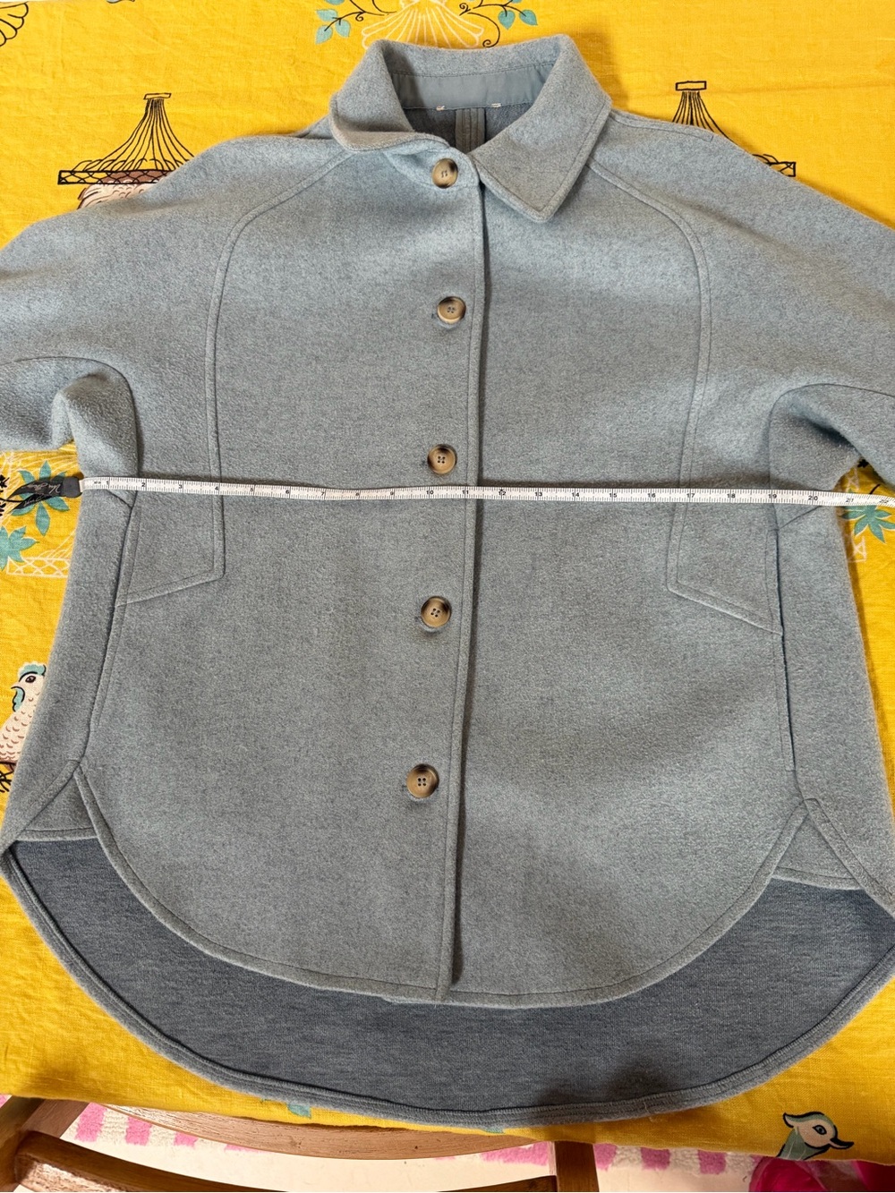 Light Blue Button-Front Wool Jacket - Picture 7 of 16